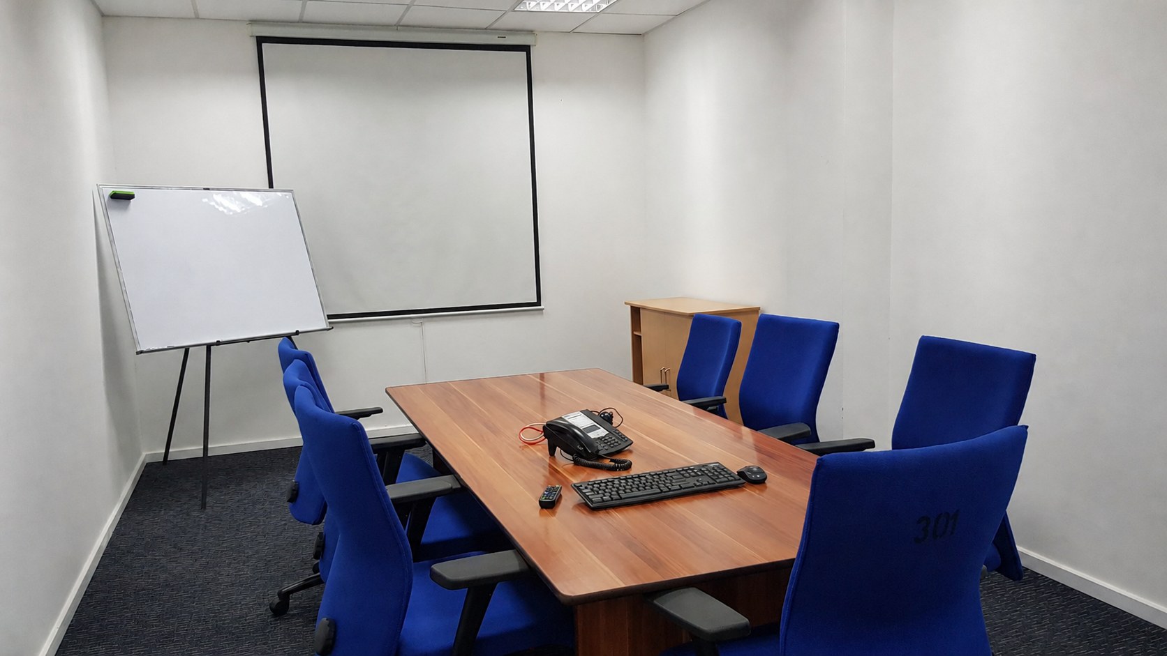 Meeting room with presentation screen